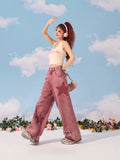 Queensays Y2k Korean Vintage Women Fashion Streetwear Casual Red Star Baggy Hight Waist Pants Straight Jeans Wide Leg Trousers Alt Clothes