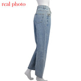 Queensays Casual Fashion Straight Denim High Waist Jeans Women Pants Fall Winter Harajuku Boyfriend Jeans Loose Bottom