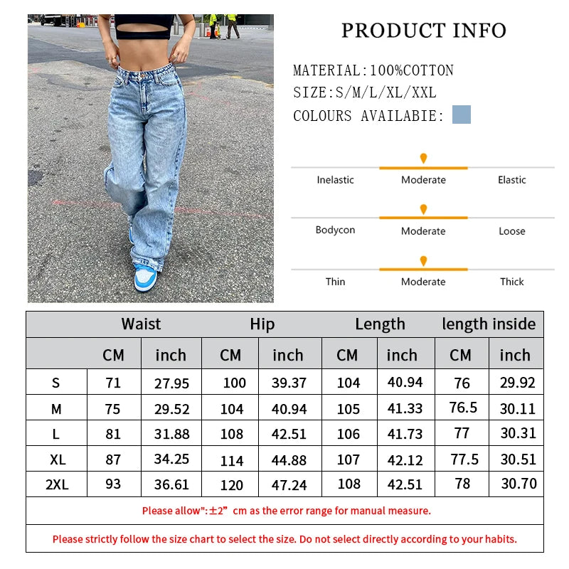 Queensays Jeans For Women 2024 Spring New High-waisted Slim-fitting pants Elastic Slimming Tall Straight Floor-length Mopping Pants