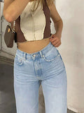 Queensays 2024 Trendy Spring/Summer Trendy Design Straight leg denim pants