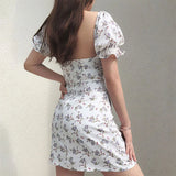 Queensays White Casual Floral Summer Bandage Dress