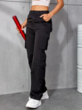 Queensays Stylish Casual Solid Flap Pocket Multi-Pocket Cargo Pants