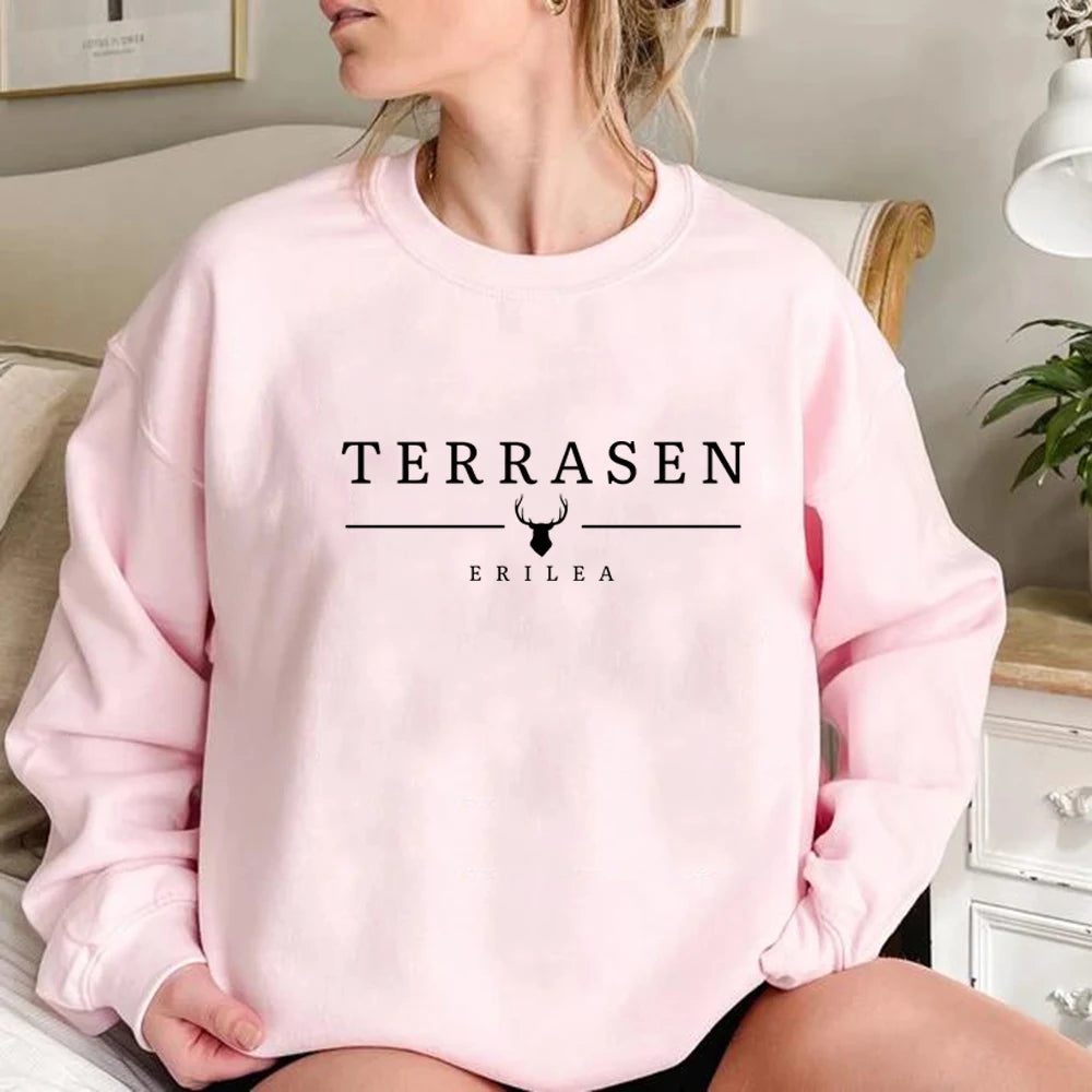 Queensays Sweatshirt Throne of Glass Hoodie Women Crewneck Sweatshirts Bookish Pullover Gift for The Rhysand Fan Casual Tops