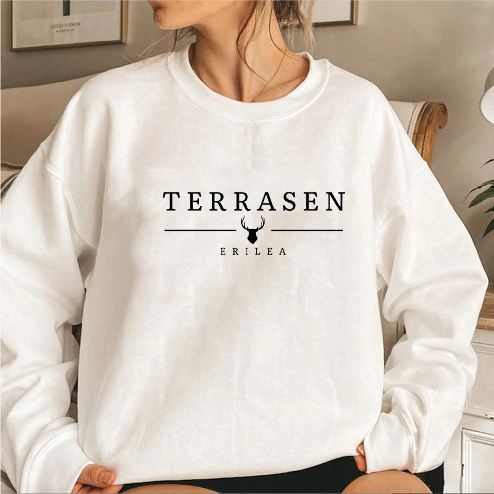 Queensays Sweatshirt Throne of Glass Hoodie Women Crewneck Sweatshirts Bookish Pullover Gift for The Rhysand Fan Casual Tops